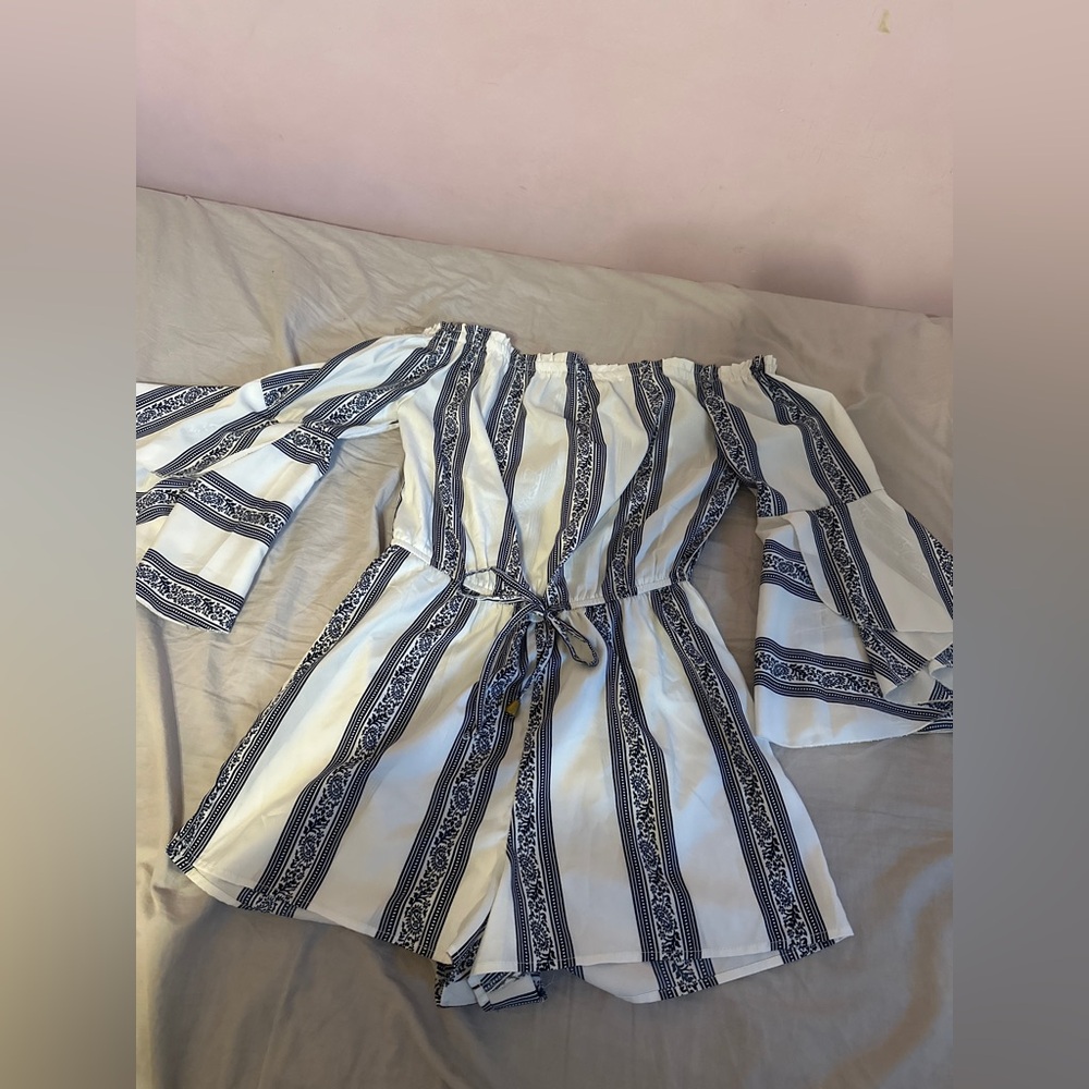 Blush Navy and White Patterned Garment